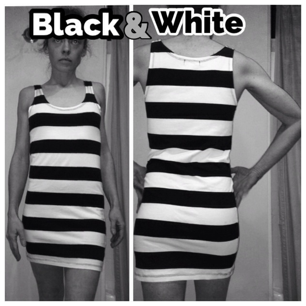 Zenana Outfitters Black White Stripe Bodycon Dress